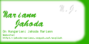 mariann jahoda business card